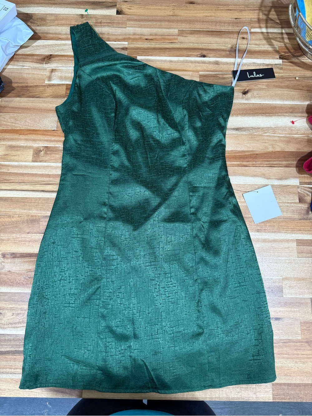 Lulu's Emerald One-Shoulder Mini Dress